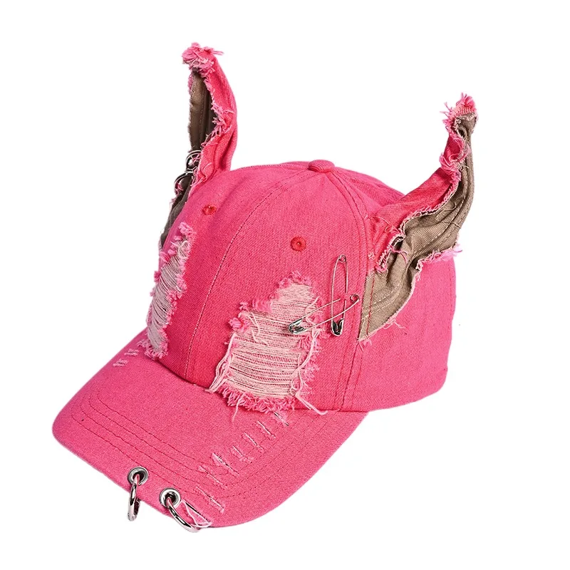 GENZERO The dog ear‎ cross pink distressed baseball cap HT41E-PNKDOG.jpg?v=1746641218 main image 2