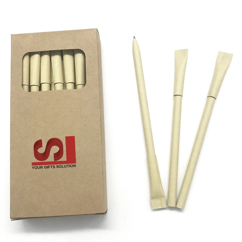 Лидер продаж рекламная шариковая ручка из переработанной бумаги Экологически чистая в бумажной