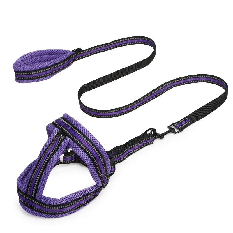 Wholesale Soft Color Sandwich Net Cloth Dog Chest Back Leash Adjustable Soft Padded Reflective Dog Pet Accessories