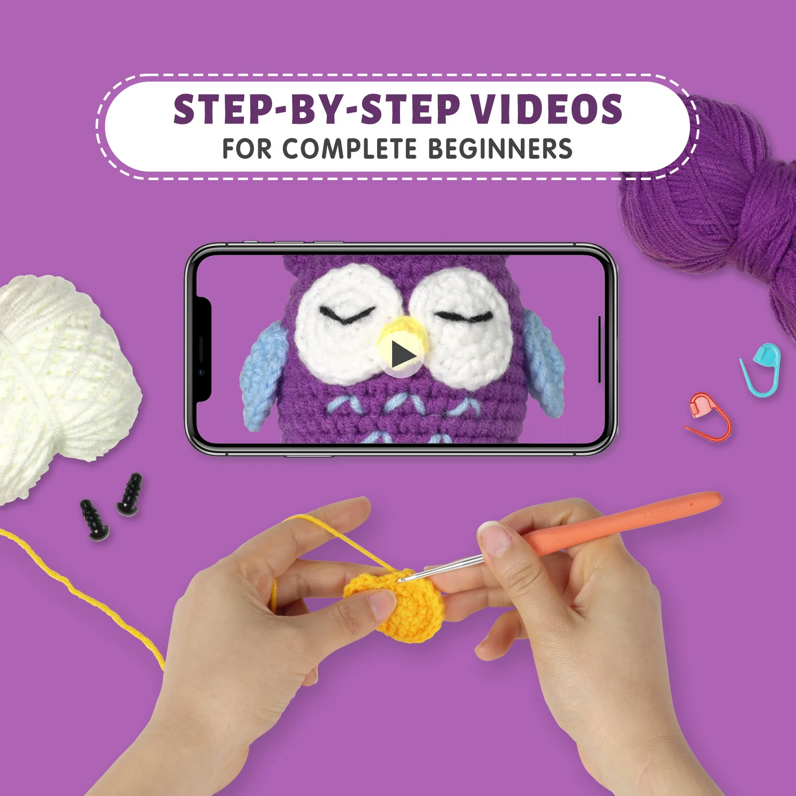 Custom Amigurumi Crochet Animal Kit Penguin Owl Diy Crochet Kit For