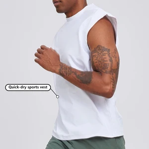 Mens Casual Polyester Fitness Workout Gym Sleeveless Vest OEM ODM Custom Wholesale Athletic Singlet Oversize Tank Top for Men