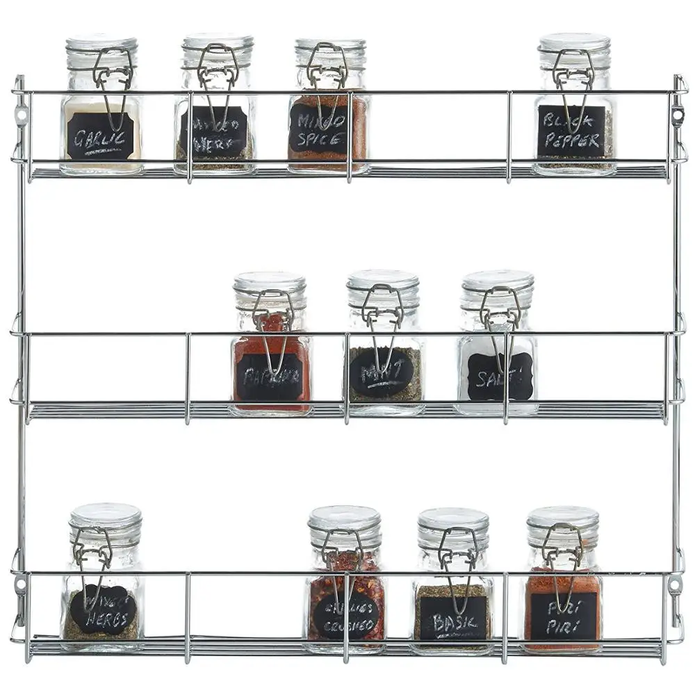 Chrome DecoBros 3 Tier Wall Mounted Spice Rack 