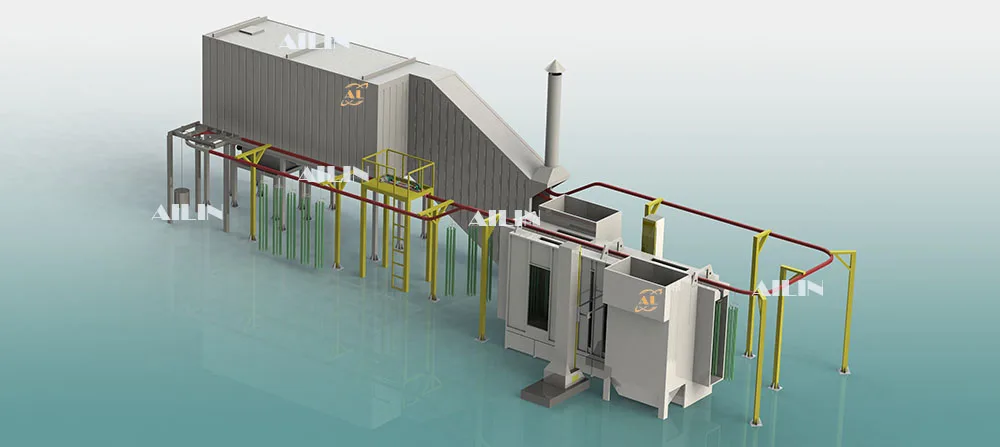 Ailin  Automatic  Electrostatic Powder Coating Spray Painting Line Chain Powder Coating Line Powder Coating Production Line