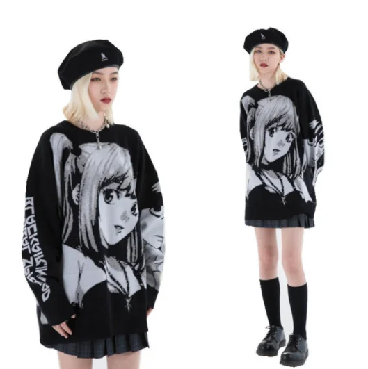 Trendy Knitted Harajuku Winter  Oversized Girls' Sweaters Japanese Cartoon Anime Streetwear