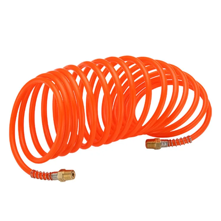 Industrial Polyurethane Recoil Air Hose 1/4 Inch Inner Diameter 50' Long Spring Coiled Pu