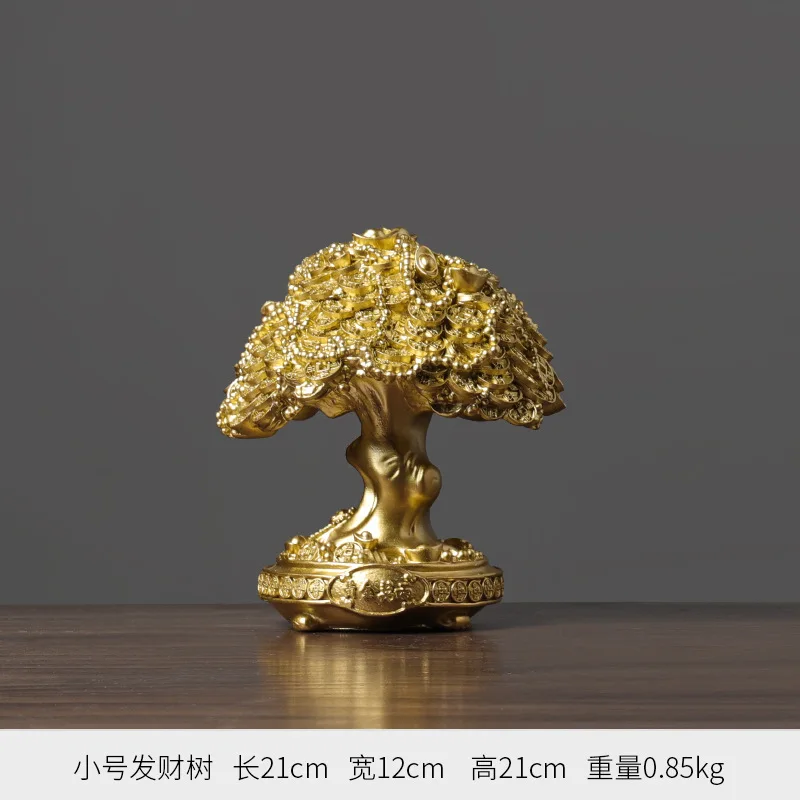 Gold Resin Monkey Tree Statue for Home Living Room Office Decor Feng Shui Lucky Fortune Tree Figurine New Year Sculpture Gift