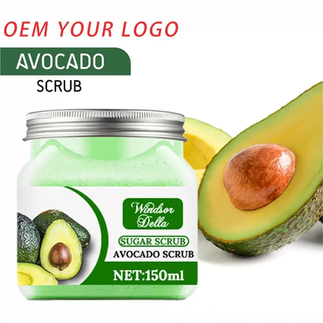 Private Label organic avocado body scrub body whitening exfoliator body face scrub