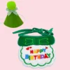 Set bavaglino verde Hb e cappellino da compleanno