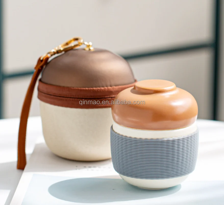 Cute Pine Cone Travel Ceramic Tea Set Portable Kungfu Tea Set for Travel Office Home