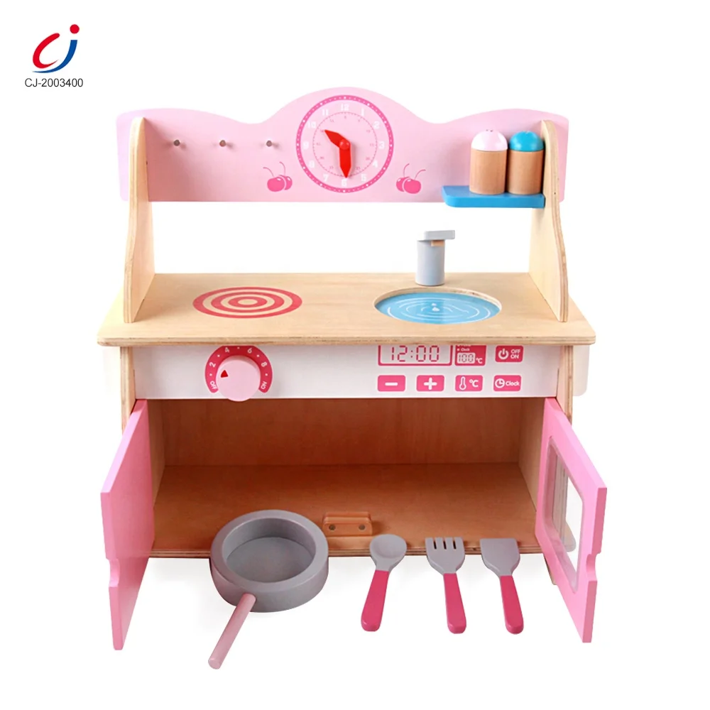 Обучающая игрушка для ролевых игр кухонная посуда плита приготовления пищи деревянный розовый кухонный набор