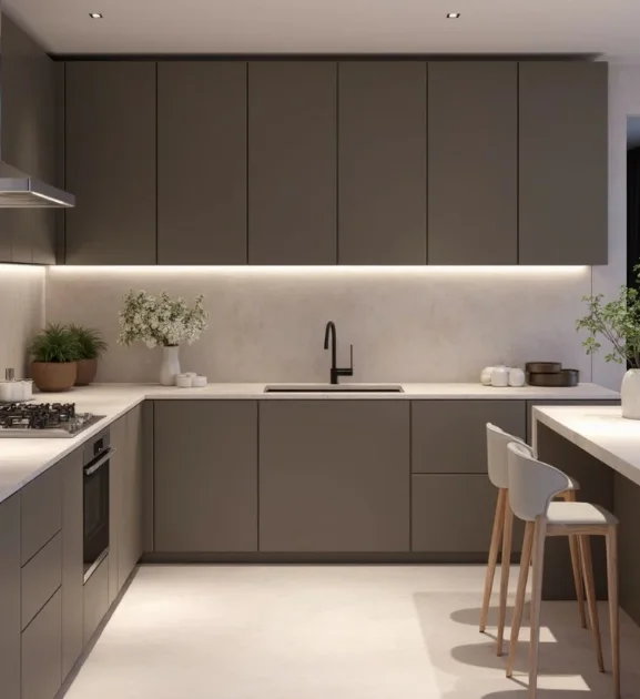 Manufacturer Flat Pack Kitchen Cabinet Modern Kitchen Cupboard Wooden Plywood Kitchen Set Made in China