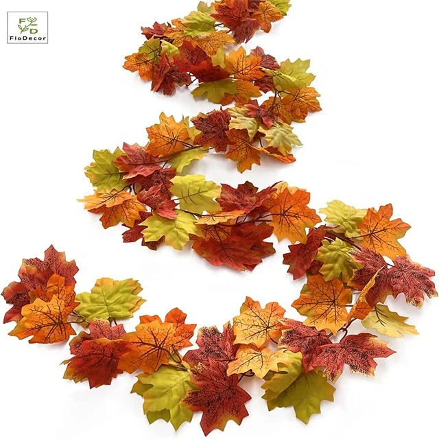 Hot Sale Artificial Autumn Maple Leaf Foliage Fall Garland Christmas Thanksgiving Halloween Accessories Decorations Hanging Vine