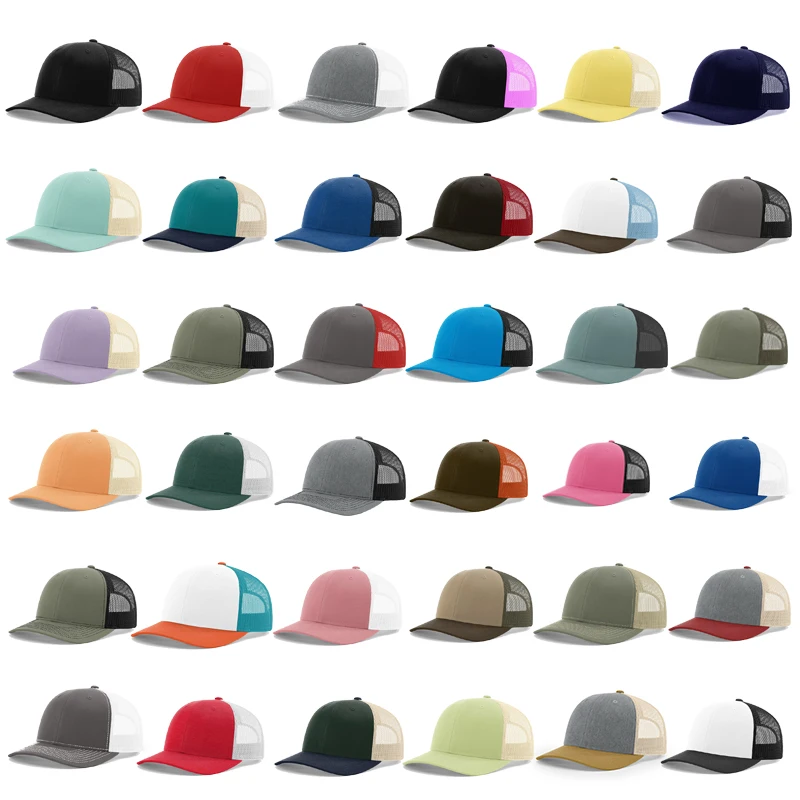 6 Panel Style Blank Embroidered 112 Black Mesh With Leather Patch Logo