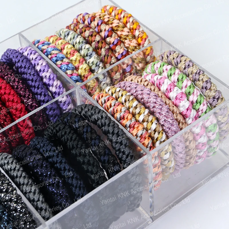 2024 красочный корейский Толстый плетеный галстук для волос Блестящий эластичный