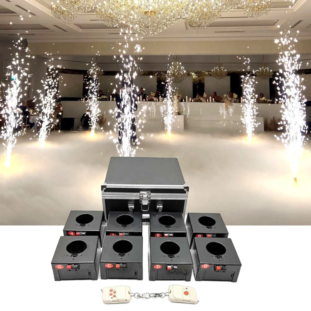 8 Cue Pyrotechinic Cold Machine D08 Rechargeable Eight Channel Remote Control Indoor Fountain Base Fireworks Firing System