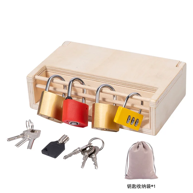 Kids Wooden Lock Box Concentration Training Teaching Aids Toys Fun