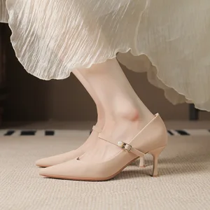 Source Factory Cross-border Custom commuter Lace-up High Top Satin High Heels Women's Pointed Toe Thin Heel Wedding Shoes