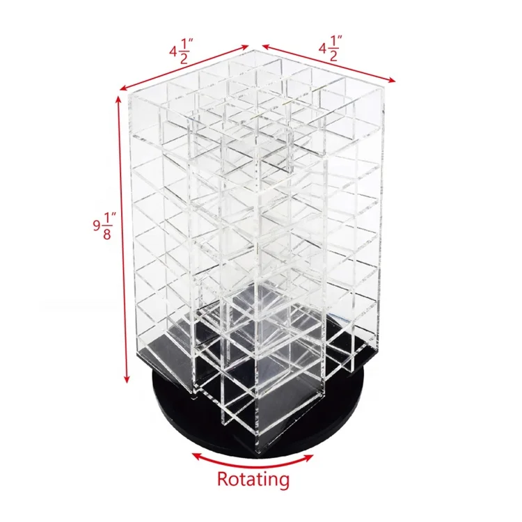 Simple Rotating Acrylic Cosmetic Lipstick Tower Organizer Water Resistant Storage Display Customizable Color Size Custom Logo 64