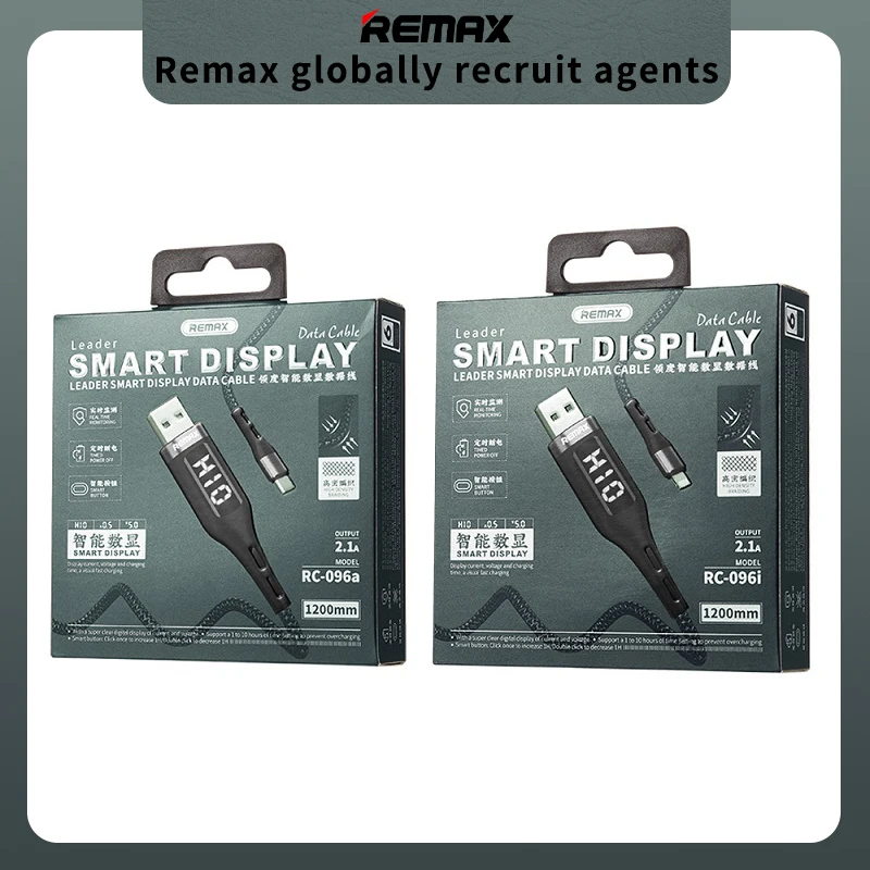 Remax RC-096 ультра-прозрачная Usb электроэнергии Дисплей смарт Кнопка type-c для быстрой с автоматическим отключением молнии металлический корпус кабель для передачи данных