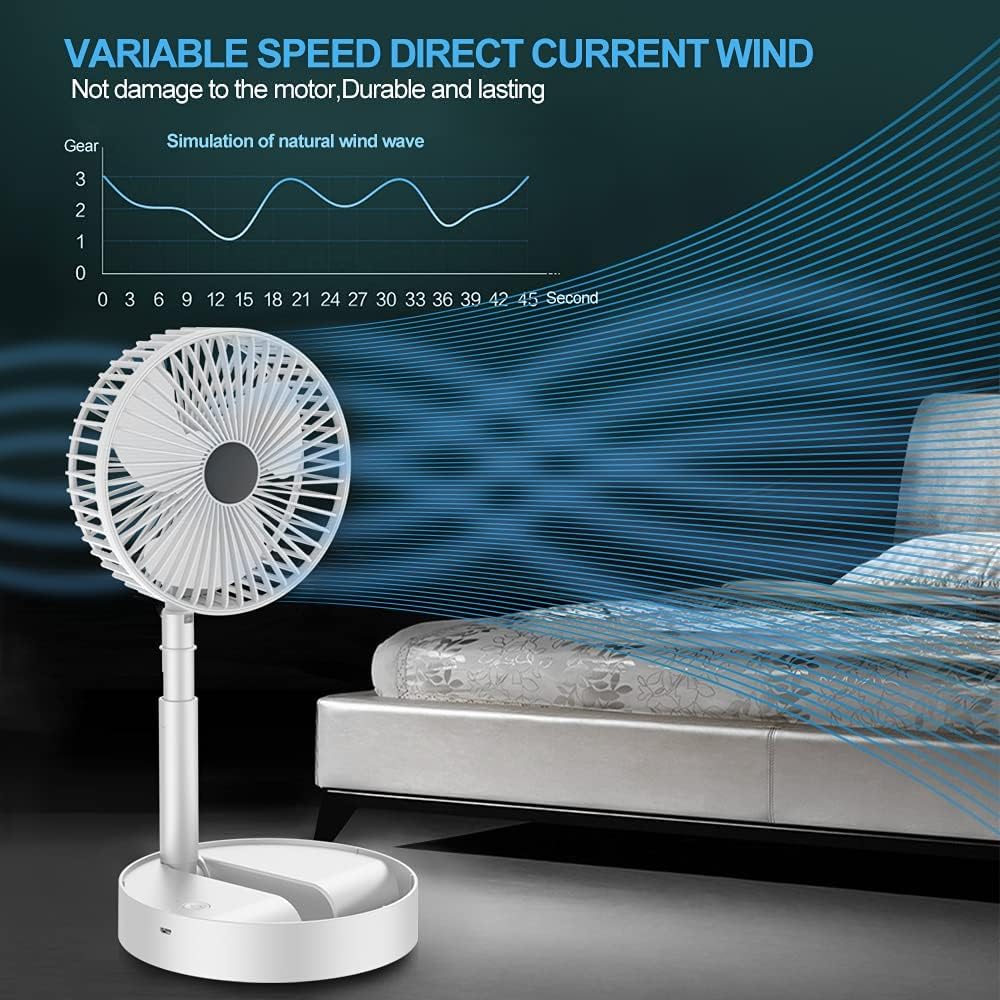 2024 Folding Portable Fan Floor Standing Fan Mini  USB Rechargeable Wireless Telescopic Fans with Promotional Gift Box-st