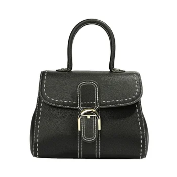 Luxury 2024 Women's Genuine Leather Handbags High Quality Top Layer Shoulder Bag Hand-Stitched by Master for Beach Use