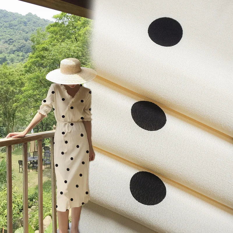 Оптовая продажа с фабрики вискозная ткань в горошек crepe100 из вискозы Классическая для женской