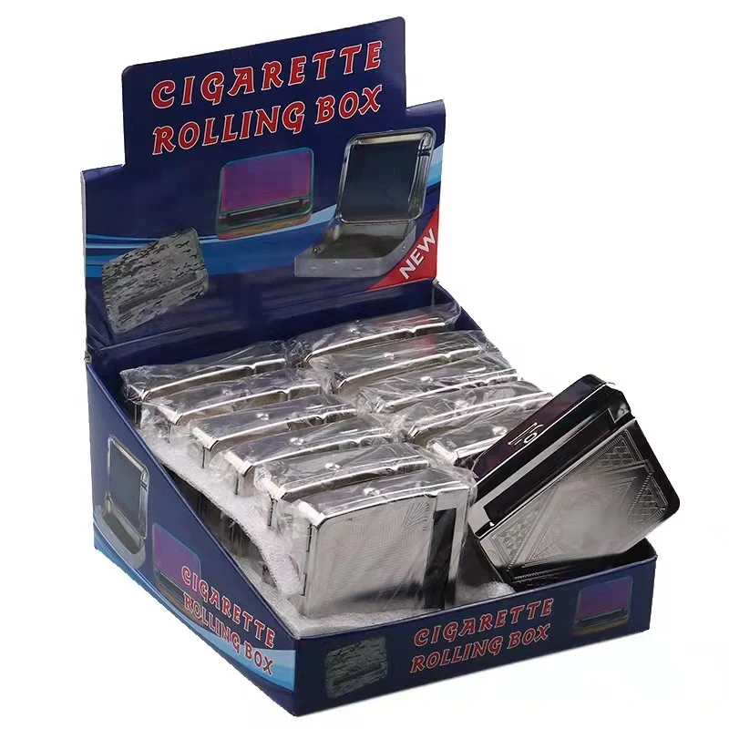 manual cigarette rolling machine metal 1 x 78mm Roller Cigarette with Lid Gift Metal Joint Rolling Machine -