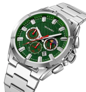 SKMEI 9355 Original Factory Phase of the Moon Function Men Quartz Watch 3ATM Water Resistant Customized Gift Watches