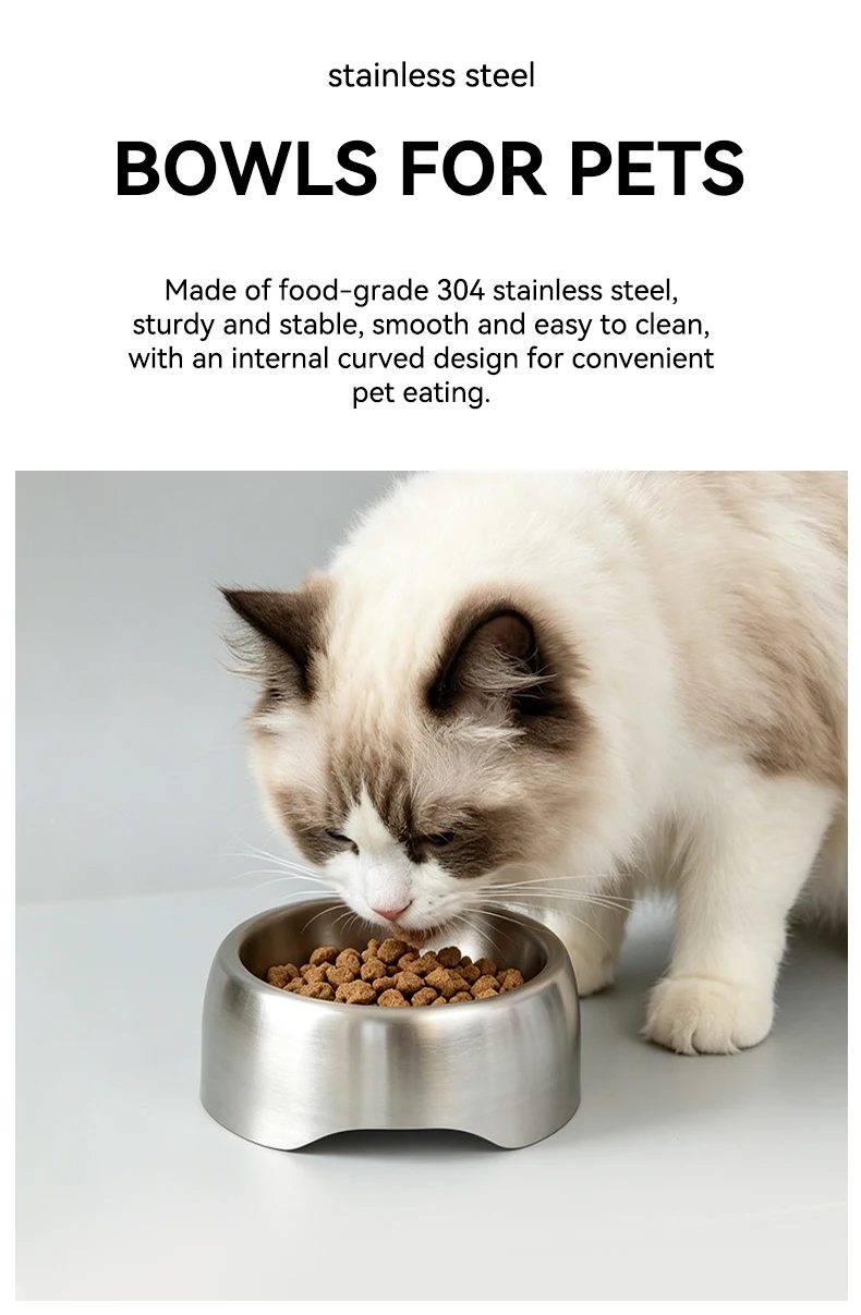 product best selling 304 stainless steel pet bowl safe durable anti scratch feeding bowl for dogs  cats-1