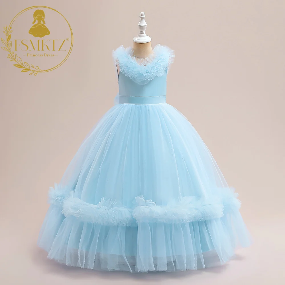 FSMKTZ Kids Wedding Dresses Gorgeous Satin Ball Gown for 11-Year