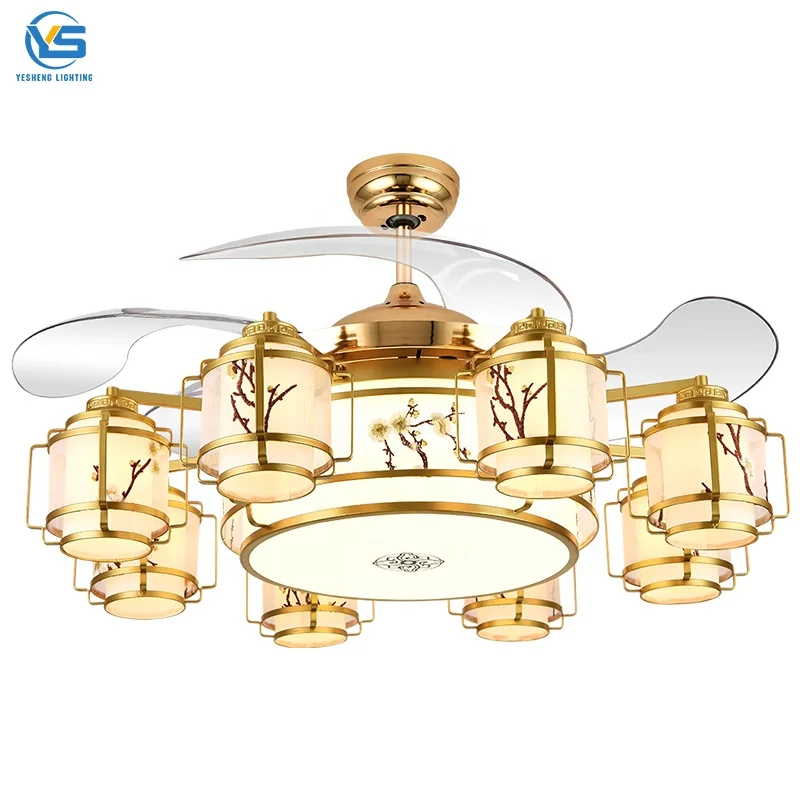 Chinese Style Fan Lamp 42inch Ceiling Fan With Light and Remote Control Traditional 2 in 1 Fan Light for Dining Living Room