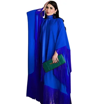 2024 New Muslim Women's Bat Sleeve Tassel Kaftan High Fashion Dress Modest Party Dress for Muslims