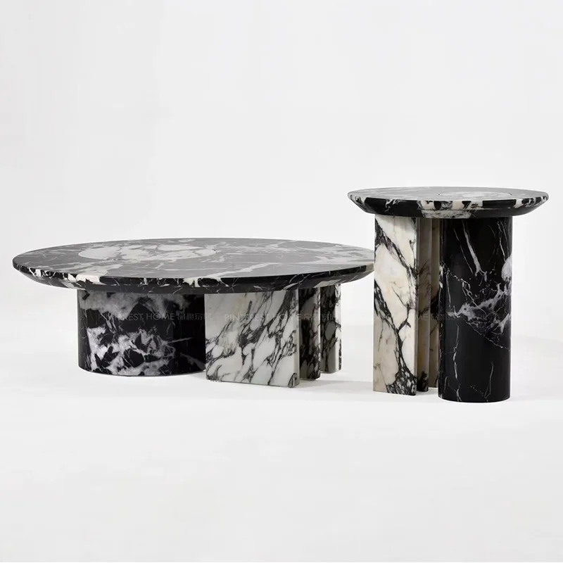 product elegant black marble coffee table natural stone side table home furniture living room dining apartment home office outdoor-0