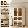 White80-face wide folding wardrobe 1 cabinet 2 channels 6 wheels