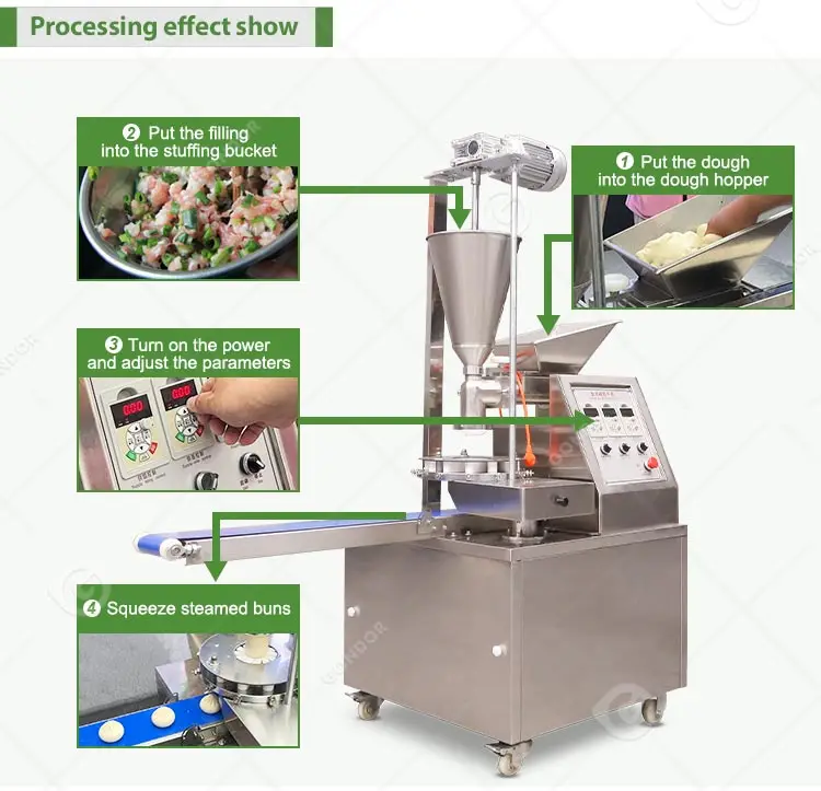 Commercial Round Bucket Bun Steam AutomaticMake Double Form Semi-Automatic  Flour Baozi Stuffing Machine