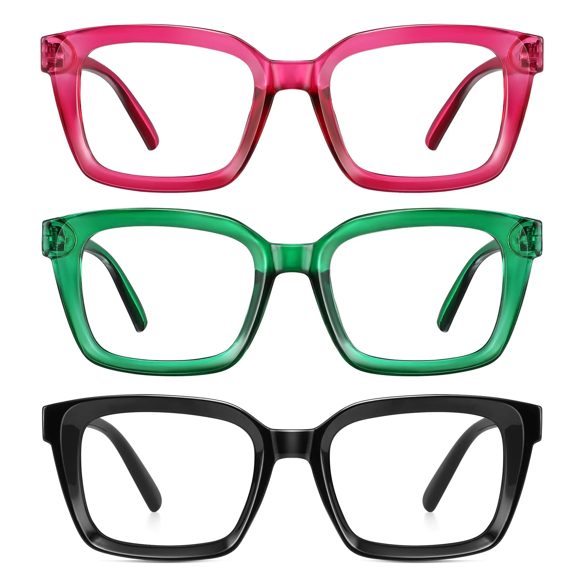 Custom Reading Glasses for Women Men - Blue Light Blocking Readers Oversize Oprah Square