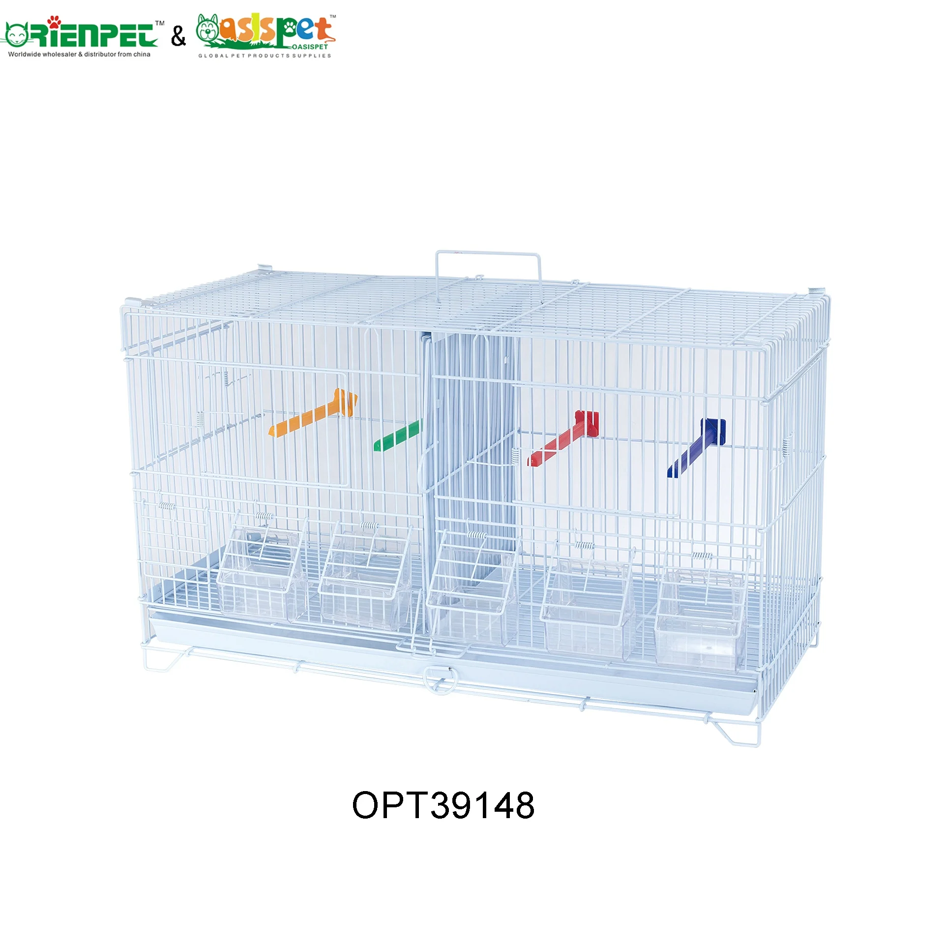 ORIENPET & OASISPET Powder-coated Wire Bird Breeding Cage Wholesale Stackable Cages with Divider Metal Tray OPT39148 Pet Product
