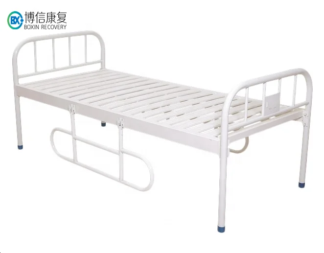 Simple Flat Plain metal hospital bed prices with a dinner table for patient