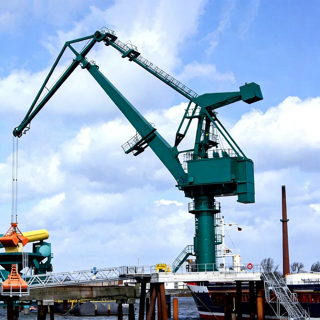 Advanced Sturdy 80 Ton Offshore Deck Crane Heavy Duty Pedestal Jib