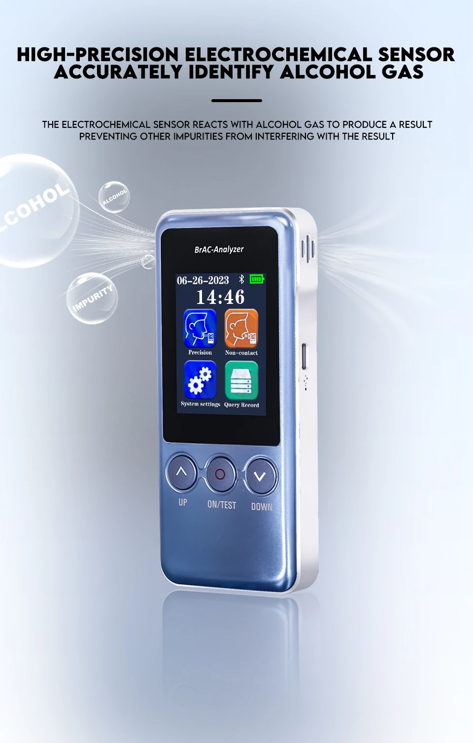 Alcohol Tester Highly Intelligent Electrochemical Sensors Portable