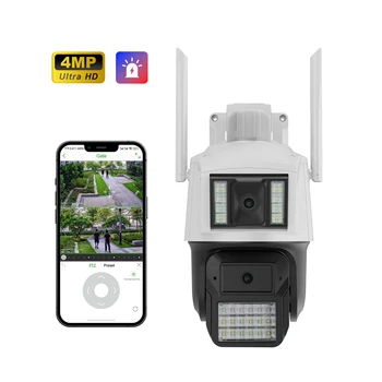 Home Security 8MP Dual Lens Outdoor Wireless Security WiFi CCTV PTZ IP Camera Video Dome PTZ Surveillance Camera 6X Zoom