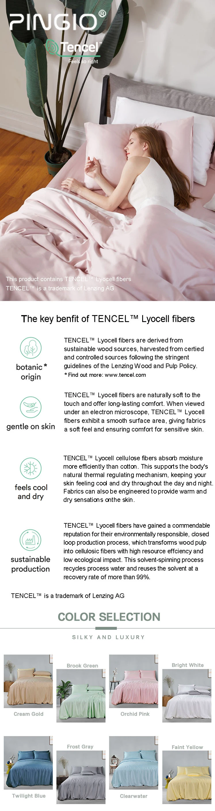 Lyocell Solid Color 100 Tencel Bedding Set Your Custom Design