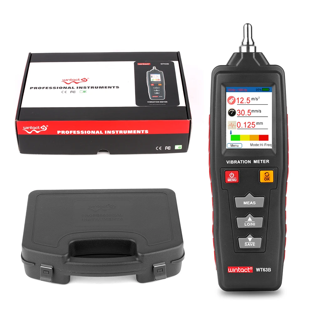 Digital Vibration Meter Analyzer - Handheld WT63B With Magnetic Probe For Machinery Inspection