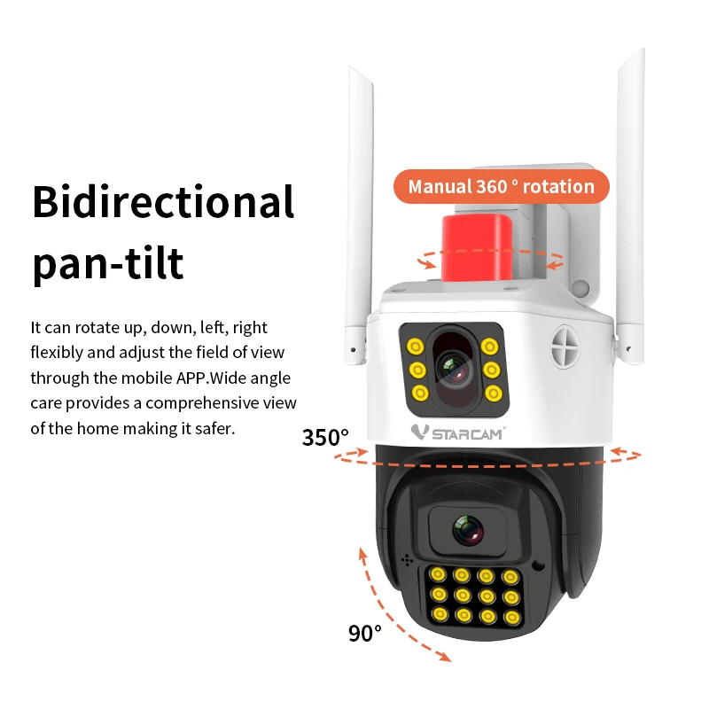 Vstarcam 4G Fire Detection Dual Lens Home Security Camera Smoke Alarm Fire Point Recognition Ip Camera Sim Card Network FG663DR