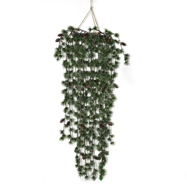 2025 Yiwu Best Selling Mini Pine Needle Christmas Hanging Decoration 25*25*68cm Modern Leaf Door Ornaments