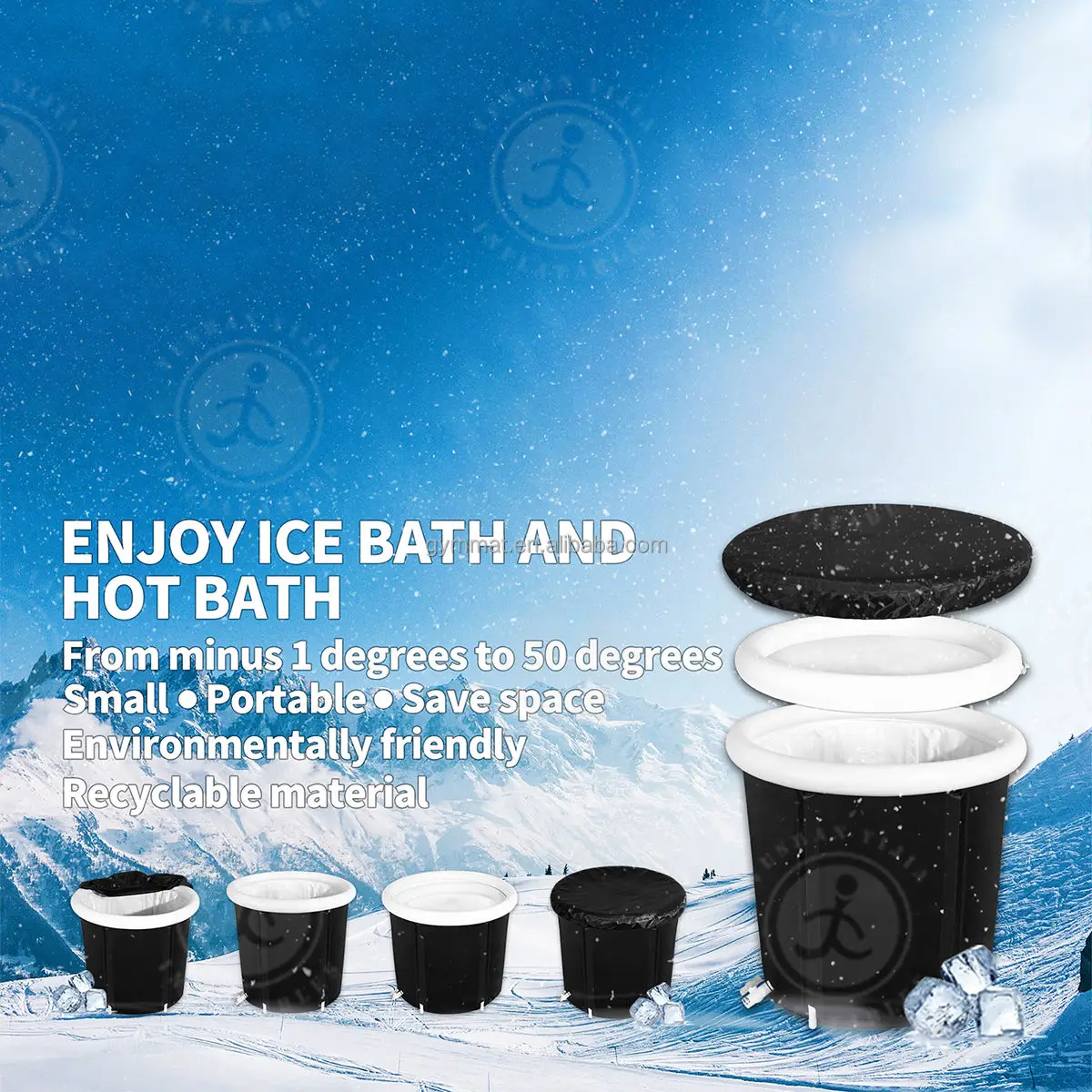 Portable Ice Barrel Ice Bucket Bath Inflatable Cold Plunge Foldable Ice