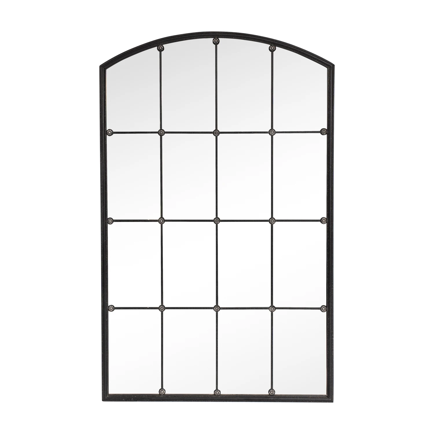 YUNFEI Arch Black Mirror Grid Window Shape Mirror Large