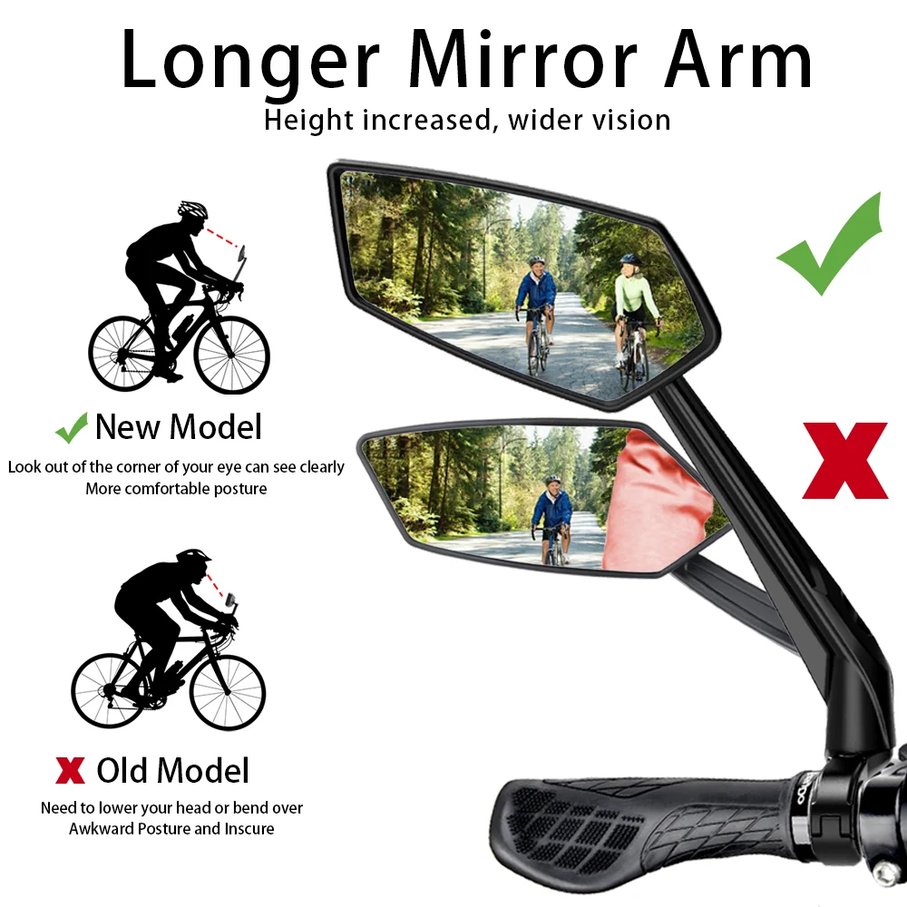 Specchietto Retrovisore Per Bici Da Manubrio – 360° Flessibile, Antigraffio – 2 Pezzi