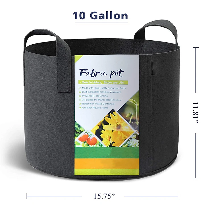 
10 gallon grow protection bag easy carry non woven felt plant tote bag 