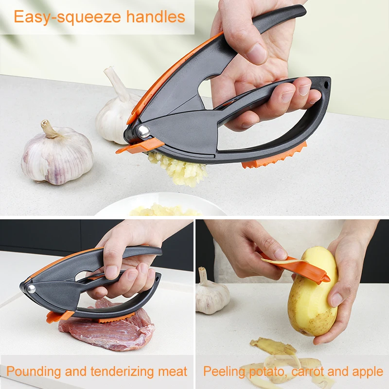 Premium 5 In 1 Multifunctional Garlic Curved Press Plastic Garlic Press ...